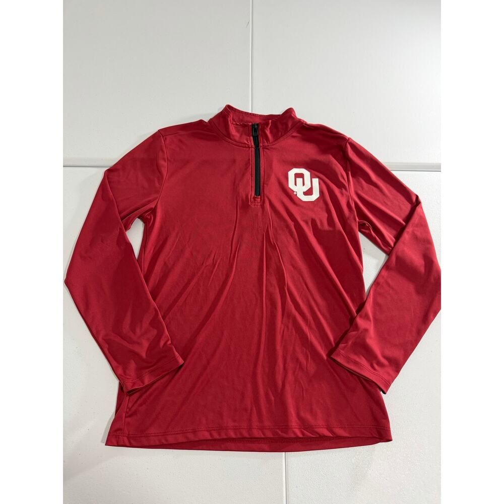 Oklahoma Sooners OU Quarter Zip Pullover Long Sleeve Athletic Shirt Crimson